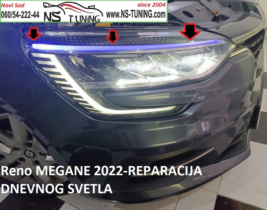 RENO MEGANE 2020 2021 2022 2023 2024 SERVIS FAROVA reparacija plavo svetlo dnevno novi sad
